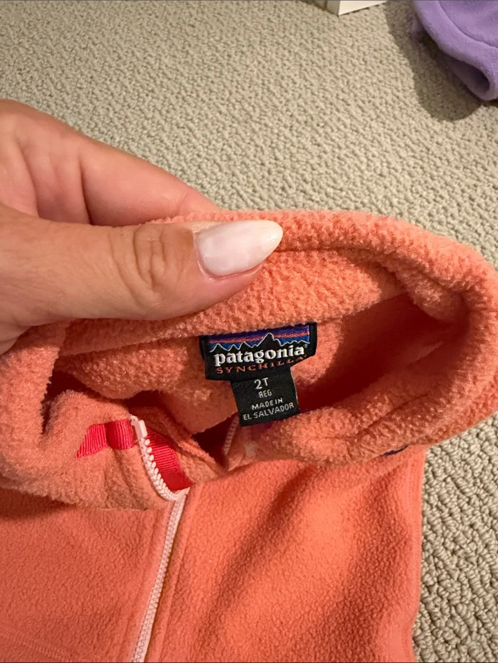 Patagonia Kids Coral Fleece Vest with Pink Trim